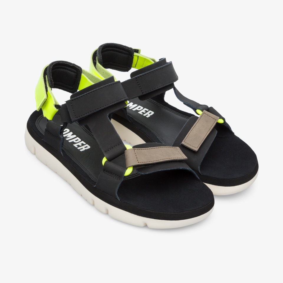 Sandalias Camper Oruga Hombre - Negras/Beige/Amarillo | Camper Mexico + 4803PKBWU